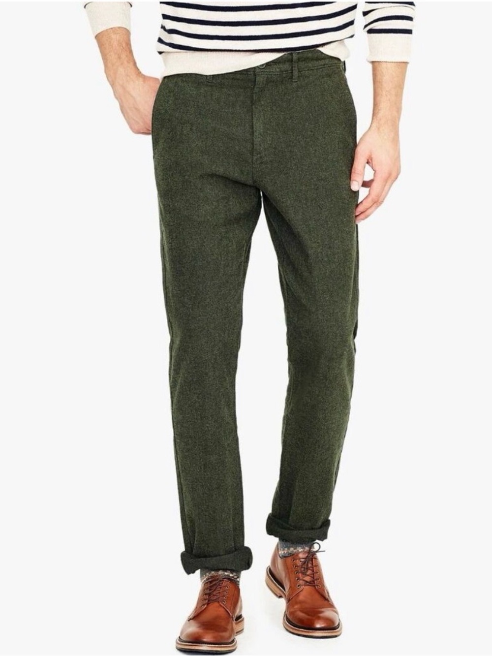 J. Crew Green Brushed Twill 770 Straight Fit Chinos